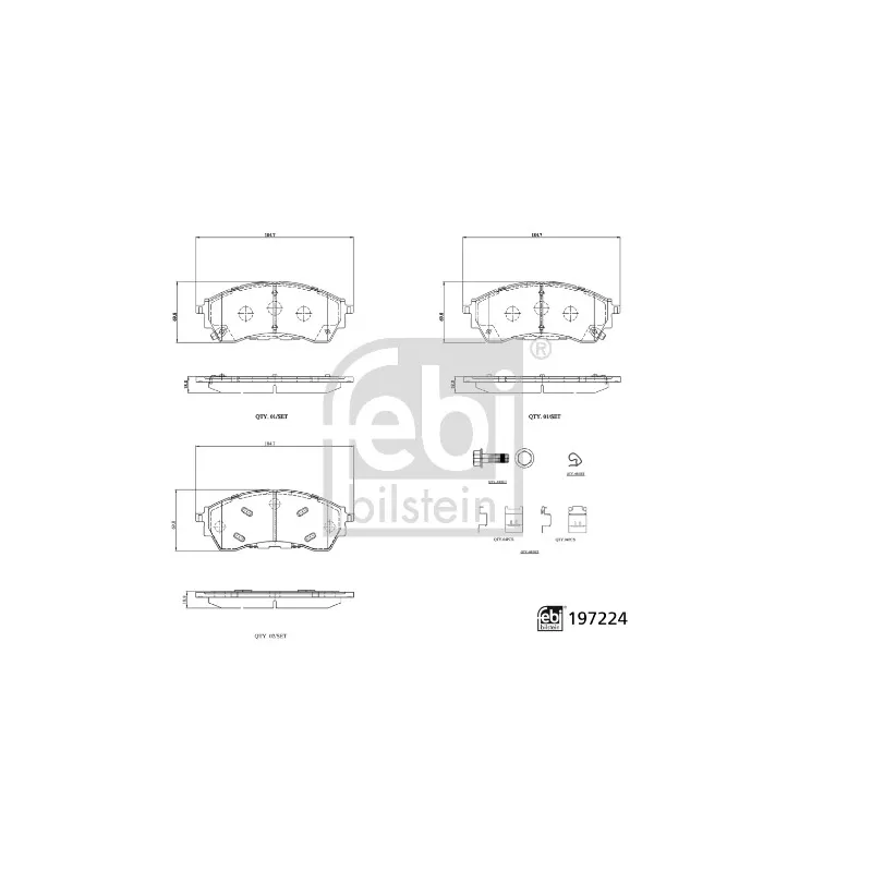 Jeu de 4 plaquettes de frein avant FEBI BILSTEIN 197224