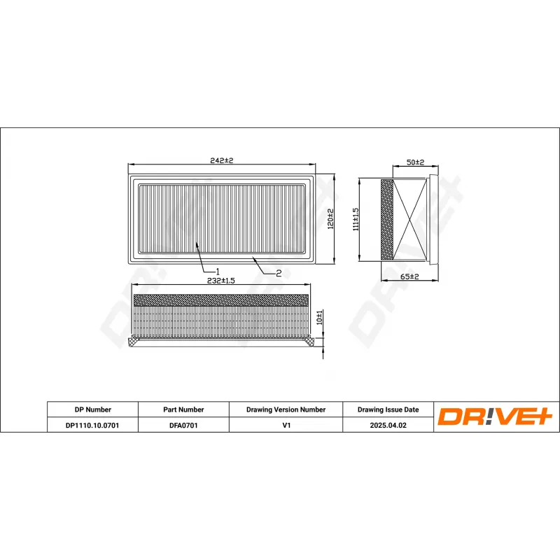 Filtre à air Dr!ve+ DP1110.10.0701