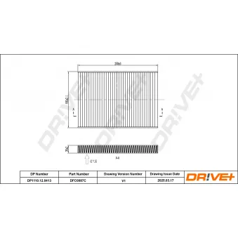 Filtre, air de l'habitacle Dr!ve+ DP1110.12.0413