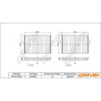 Filtre, air de l'habitacle Dr!ve+ DP1110.12.0415