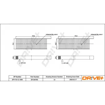 Filtre, air de l'habitacle Dr!ve+ DP1110.12.1008