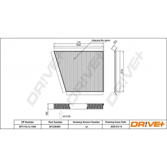 Filtre, air de l'habitacle Dr!ve+ DP1110.12.1040