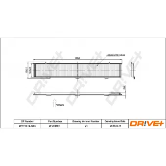 Filtre, air de l'habitacle Dr!ve+ DP1110.12.1085