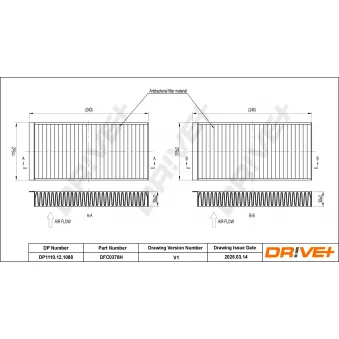 Filtre, air de l'habitacle Dr!ve+ DP1110.12.1088