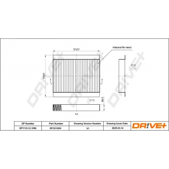 Filtre, air de l'habitacle Dr!ve+ DP1110.12.1096