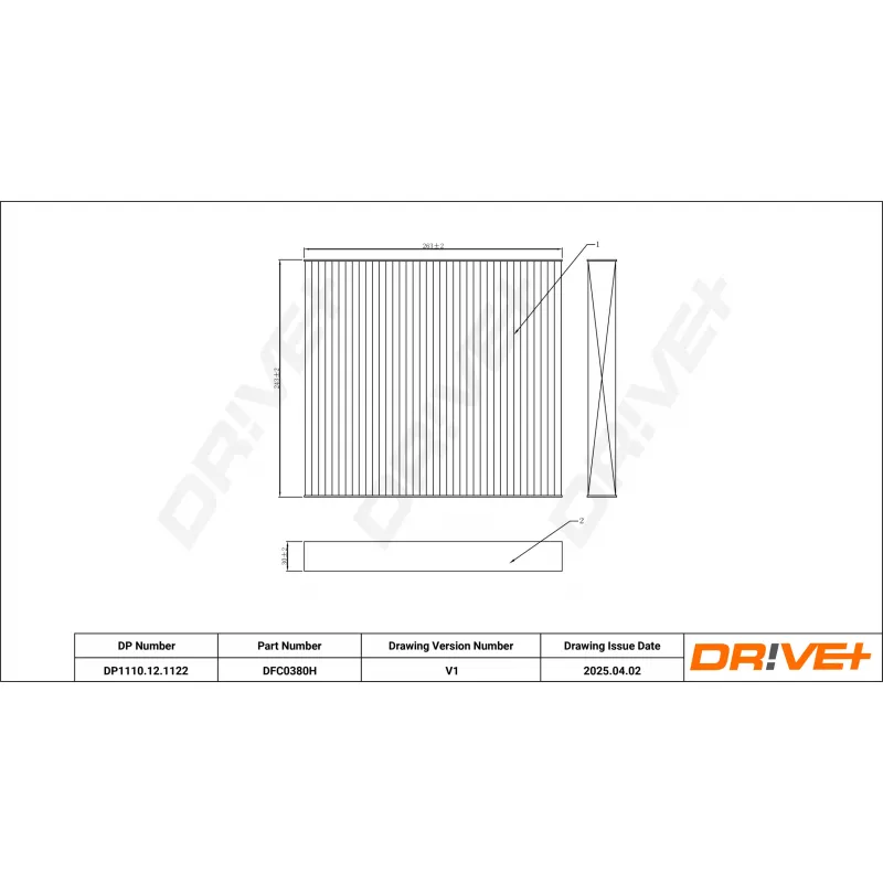 Filtre, air de l'habitacle Dr!ve+ DP1110.12.1122