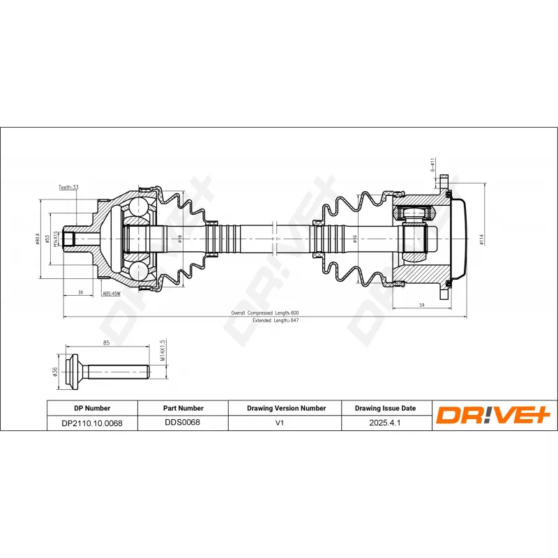 Arbre de transmission Dr!ve+ DP2110.10.0068