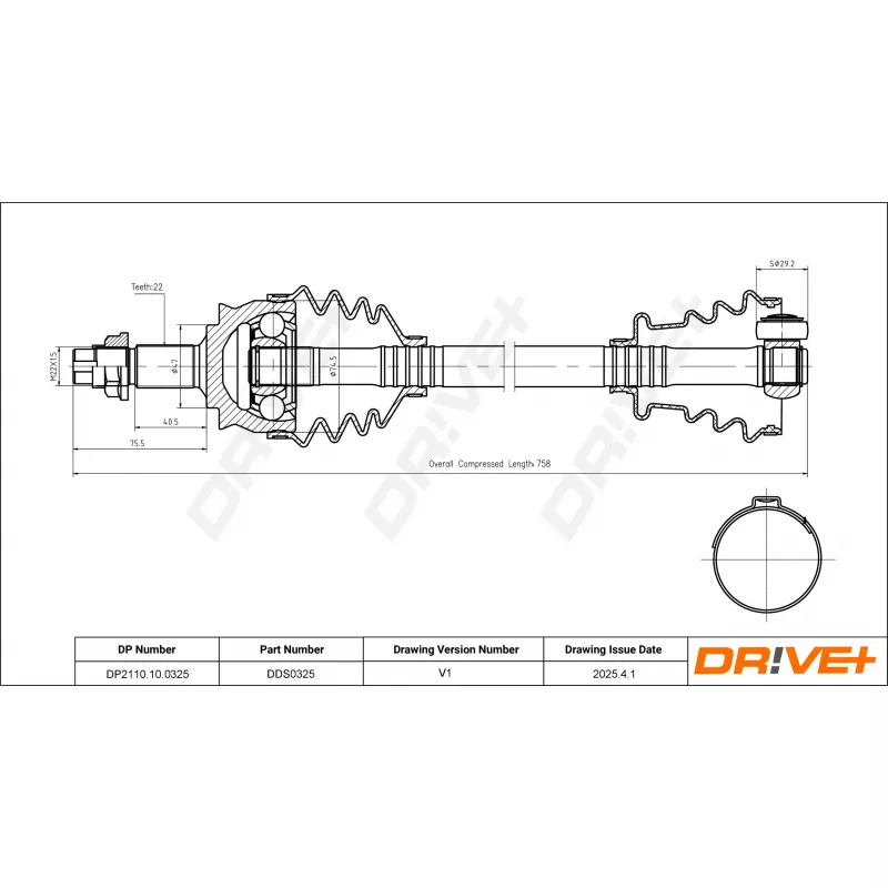 Arbre de transmission Dr!ve+ DP2110.10.0325