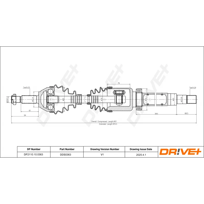 Arbre de transmission Dr!ve+ DP2110.10.0363