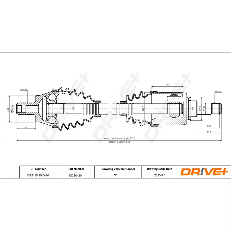 Arbre de transmission Dr!ve+ DP2110.10.0420