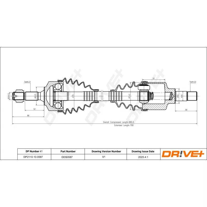 Arbre de transmission Dr!ve+ DP2110.10.0587