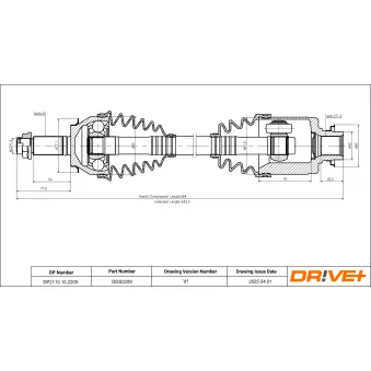 Arbre de transmission avant droit (à l'unité) Dr!ve+ DP2110.10.2209