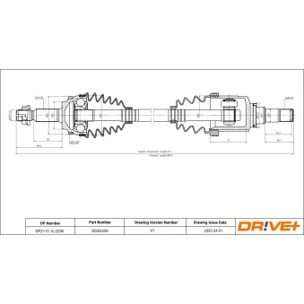 Arbre de transmission avant droit (à l'unité) Dr!ve+ DP2110.10.2256