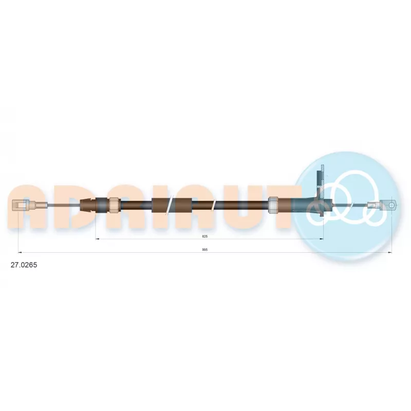 Tirette à câble, frein de stationnement arrière droit ADRIAUTO 27.0265