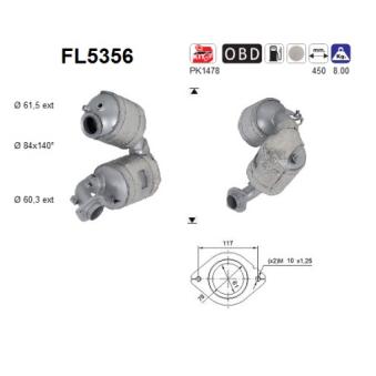 Filtre à particules / à suie, échappement AS FL5356