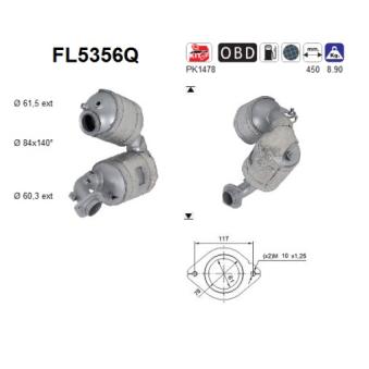 Filtre à particules / à suie, échappement AS FL5356Q