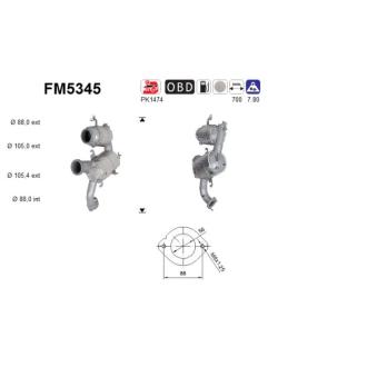 Filtre à particules / à suie, échappement AS FM5345