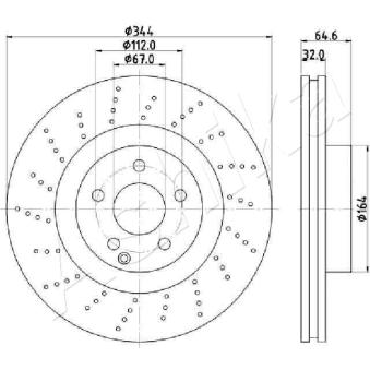 Jeu de 2 disques de frein avant ASHIKA 60-00-0558C
