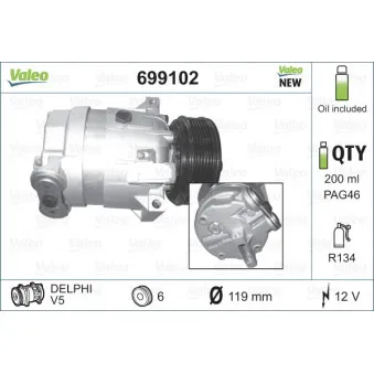 Compresseur, climatisation VALEO 699102