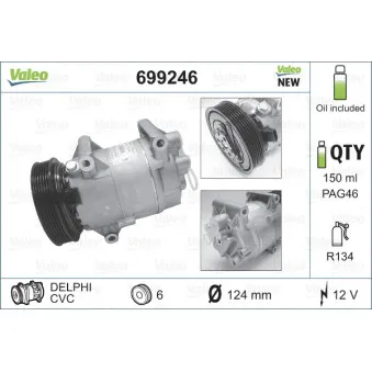 Compresseur, climatisation VALEO 699246