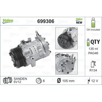 Compresseur, climatisation VALEO 699306