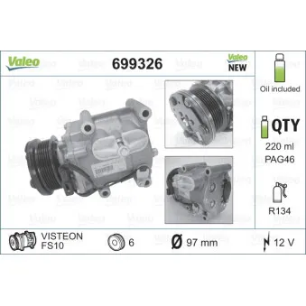 Compresseur, climatisation VALEO 699326