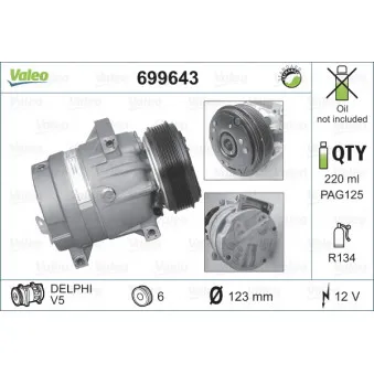 Compresseur, climatisation VALEO 699643