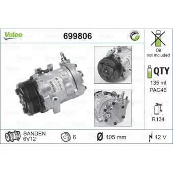 Compresseur, climatisation VALEO 699806