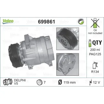 Compresseur, climatisation VALEO 699861