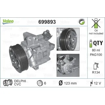 Compresseur, climatisation VALEO 699893