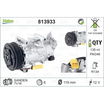 Compresseur, climatisation VALEO 813933
