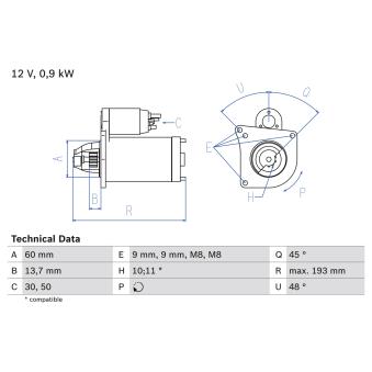 Démarreur BOSCH 0 986 021 970