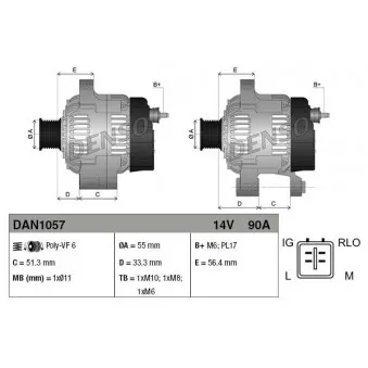 Alternateur DENSO DAN1057