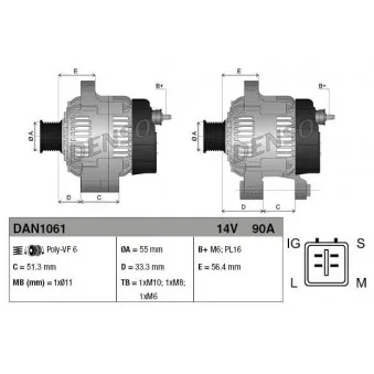 Alternateur DENSO DAN1061