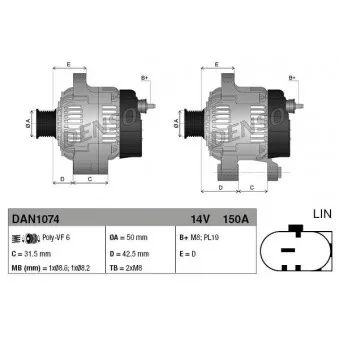 Alternateur DENSO DAN1074