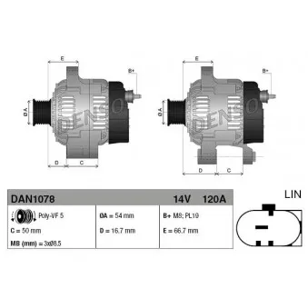 Alternateur DENSO DAN1078