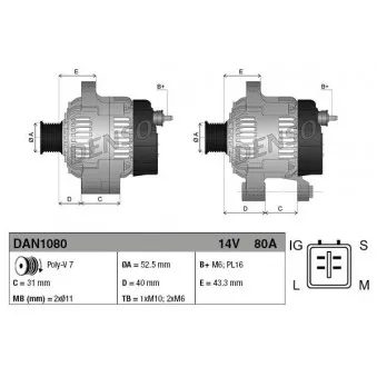Alternateur DENSO DAN1080