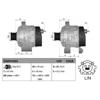 Alternateur DENSO DAN1094