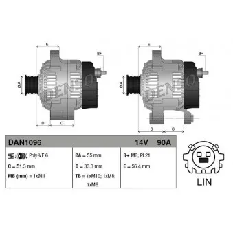 Alternateur DENSO DAN1096