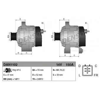 Alternateur DENSO DAN1102