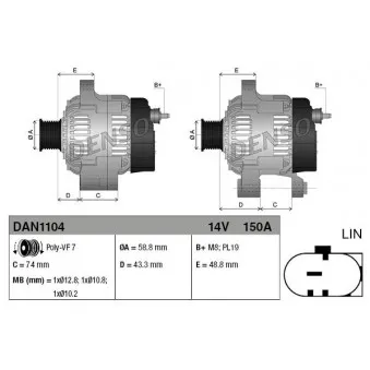 Alternateur DENSO DAN1104