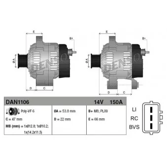 Alternateur DENSO DAN1106