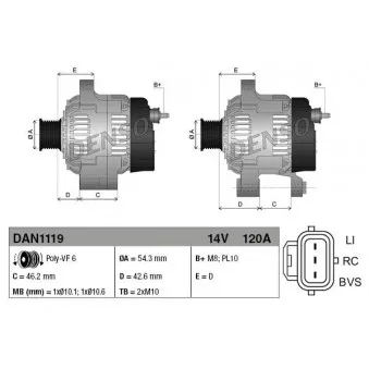 Alternateur DENSO DAN1119