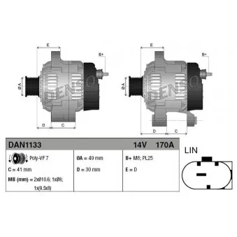 Alternateur DENSO DAN1133