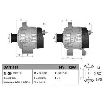 Alternateur DENSO DAN1139