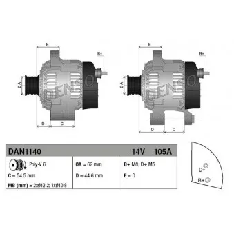 Alternateur DENSO DAN1140
