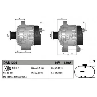 Alternateur DENSO DAN1201