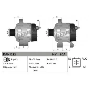 Alternateur DENSO DAN1212