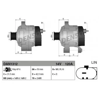 Alternateur DENSO DAN1312