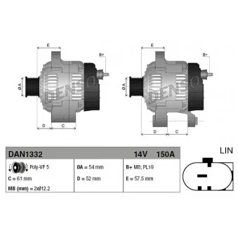Alternateur DENSO DAN1332
